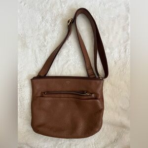 Fossil Brown Pebbled Leather Crossbody Bag